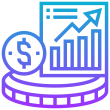 Grafik çubuğu ve para simgeleriyle akademik girişimcilik ikonu
