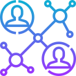 Bağlantı ağı ve insan figürleri içeren networking ikonu